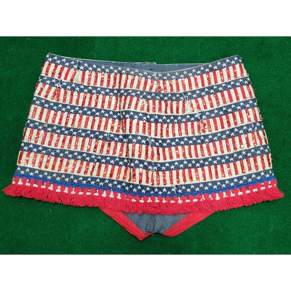 Vtg Custom USA Sequin Embroidered Shorts - Picture 3 of 12